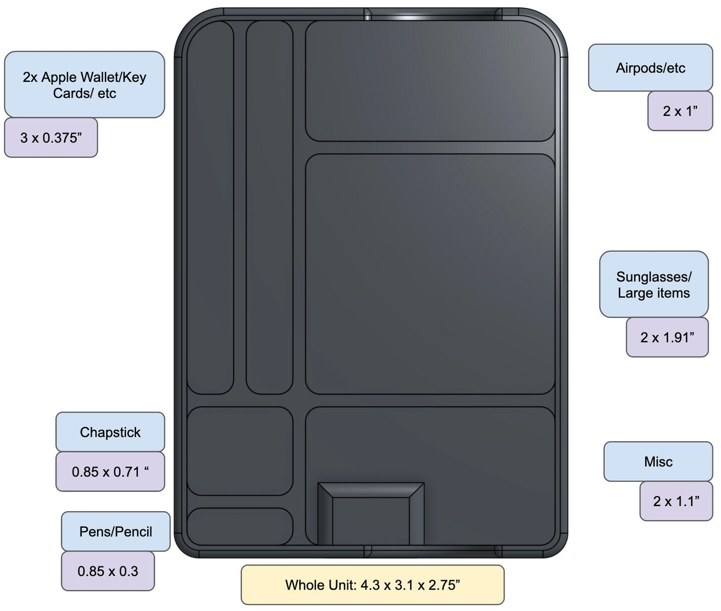 Compact Center Organizer | Center Organizer | Riv3D